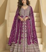 Rani embroidery codding sequence work with chinon silk anarkali for women