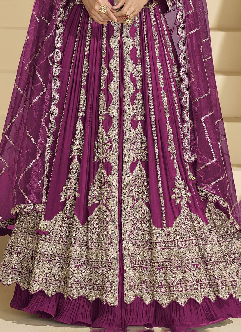 Rani embroidery codding sequence work with chinon silk anarkali for women