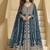 Teal blue embroidery codding sequence work with chinon silk anarkali suit