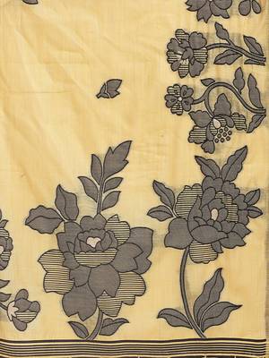 yellow color embroidred linen cotton saree 4