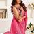 Pink digital printed linen ready to wear designer saree with unstitched blouse