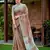brown color embroidered & zari border linen saree with blouse