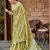 yellow green color embroidered & zari border linen saree with blouse