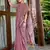 purple color embroidered & zari border linen saree with blouse