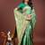 green color lichi art silk blend woven work saree