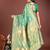 green color lichi art silk blend woven work saree