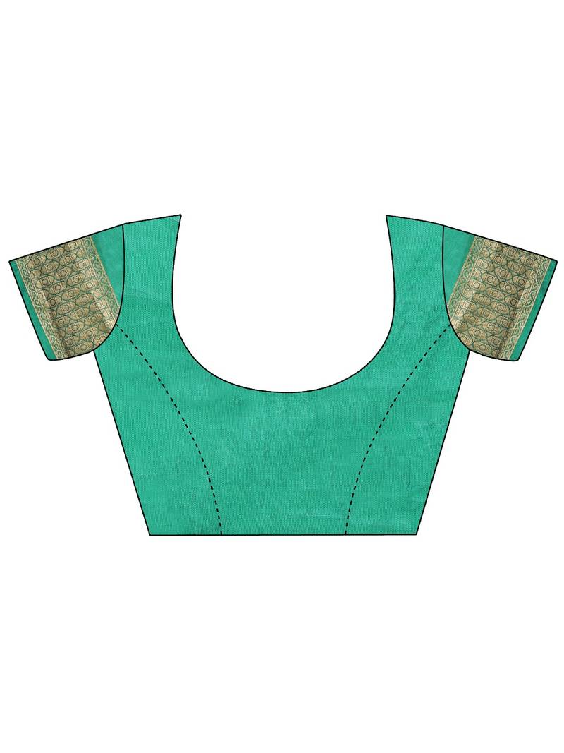 green color lichi art silk blend woven work saree