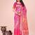 pink color lichi art silk blend woven work saree
