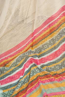 Digital printed linen ready to wear pocket saree with unstitched blouse 9