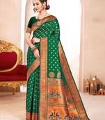 green color woven work paithani art silk saree