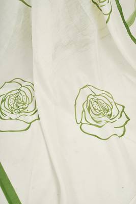 Green digital printed linen ready to wear designer saree with unstitched blouse 8