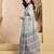 Grey digital printed linen ready to wear designer saree with unstitched blouse