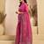 Pink digital printed linen ready to wear designer saree with unstitched blouse