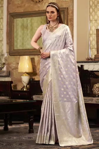 light plum soft satin art silk silver weaving traditional wear saree