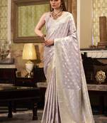 light plum soft satin art silk silver weaving traditional wear saree