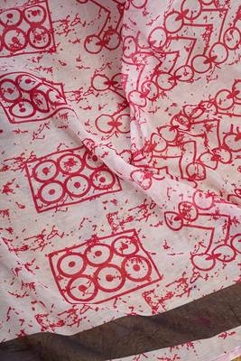 White red digital printed linen ready to wear designer saree with unstitched blouse 8