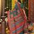rama green color woven  embroidered work linene cotton saree