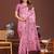 pink color woven linen cotton saree 