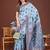 sky blue color woven linen cotton saree 