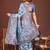 sky blue color woven linen cotton saree 