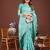 sea green color woven linen cotton saree 