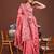 peach color woven linen cotton saree 