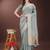 light blue color solid orgenza zari border  saree 