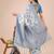 sky blue color zari woven linen cotton saree