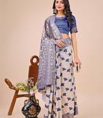 blue color zari woven linen cotton saree