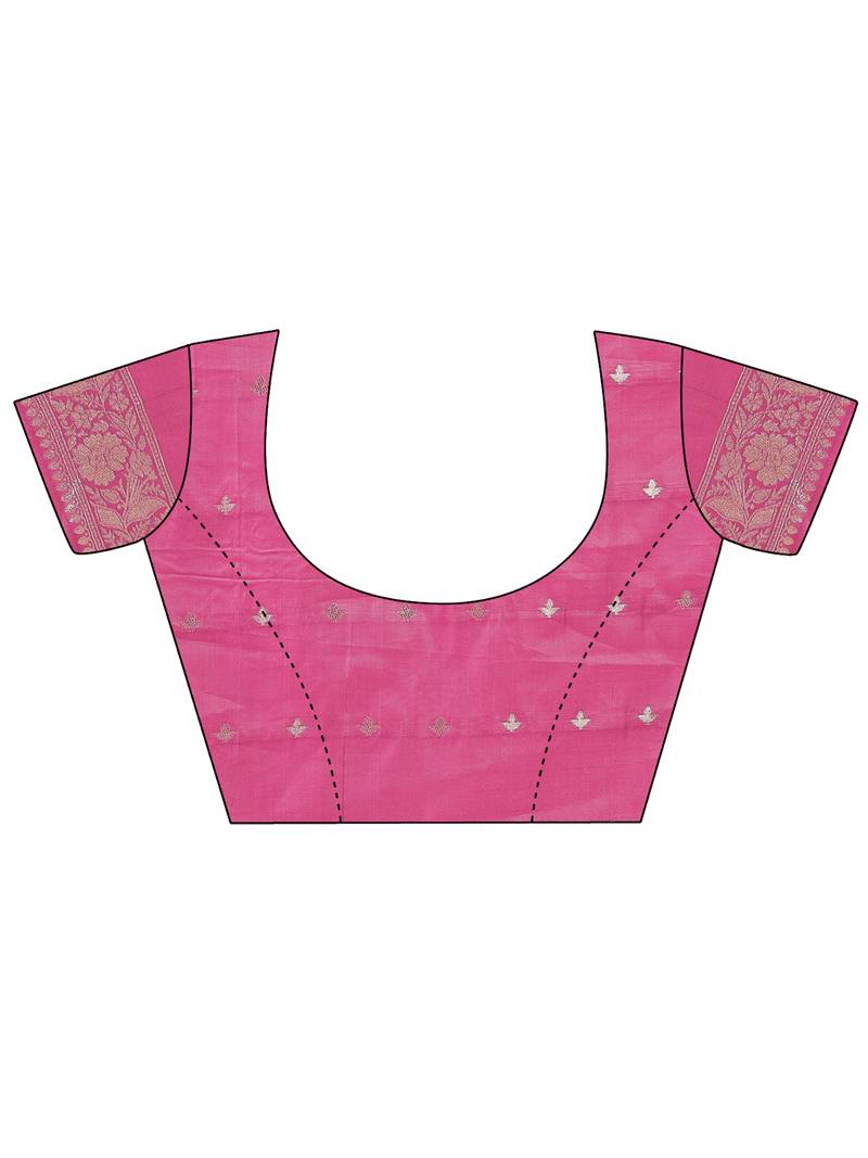 magenta color zari woven linen cotton saree