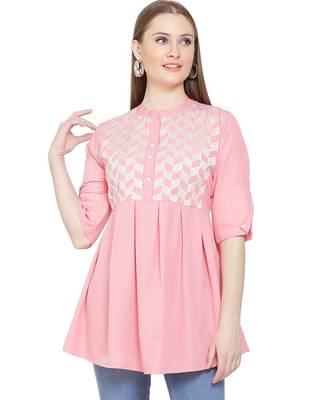 Peach embroidered crepe tunics 1