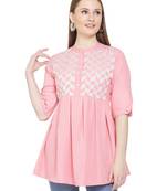 Peach embroidered crepe tunics