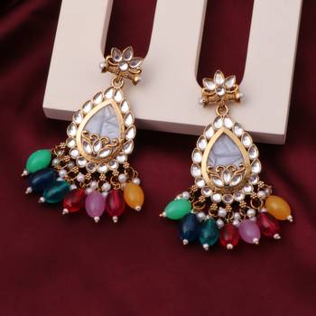 Kundan type zumka earring for girls 3