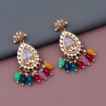 Kundan type zumka earring for girls 4