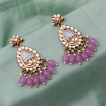 Kundan type zumka earring for girls 4