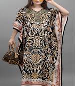 Multi digital print with stone work polyester crepe designer kaftan free size (m up to 3xl)