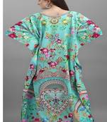 Multicolor digital printed stone work polyester crepe kaftan full- stitched - free size 