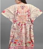 Multicolor digital printed stone work polyester crepe kaftan full- stitched - free size 