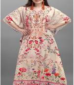Multi digital print with stone work polyester crepe designer kaftan free size (m up to 3xl)
