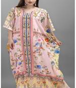 Multi digital print with stone work polyester crepe designer kaftan free size (m up to 3xl)