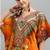 Multicolor digital printed stone work polyester crepe kaftan full- stitched - free size 