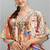 Multicolor digital printed stone work polyester crepe kaftan full- stitched - free size 
