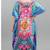 Multicolor digital printed stone work polyester crepe kaftan full- stitched - free size 