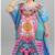 Multicolor digital printed stone work polyester crepe kaftan full- stitched - free size 