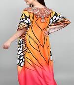 Multicolor digital printed stone work polyester crepe kaftan full- stitched - free size 