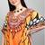 Multicolor digital printed stone work polyester crepe kaftan full- stitched - free size 