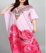 Multicolor digital printed stone work polyester crepe kaftan full- stitched - free size 