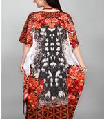Multicolor digital printed stone work polyester crepe kaftan full- stitched - free size 