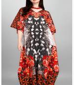 Multi digital print with stone work polyester crepe designer kaftan free size (m up to 3xl)