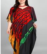 Multicolor digital printed stone work polyester crepe kaftan full- stitched - free size 